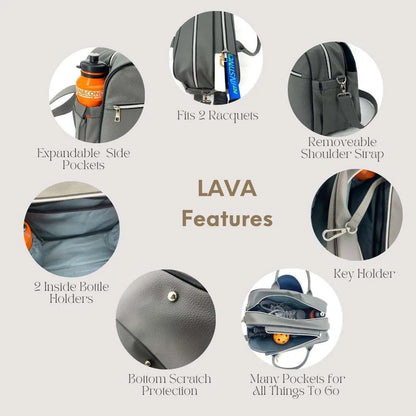 LAVA Premium Tennis Duffle Bag - Cinza 